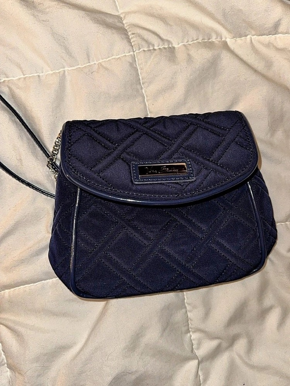 Vera Bradley Quilted Chain Crossbody Bag navy & Purple